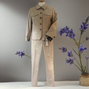 Isabelle & Nina Beige/Tan Women's Polished Cotton Pantsuit